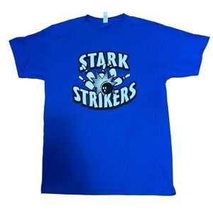 Bowling T-Shirt Graphic "Stark Strikers" Royal Blue Jerzees Medium
